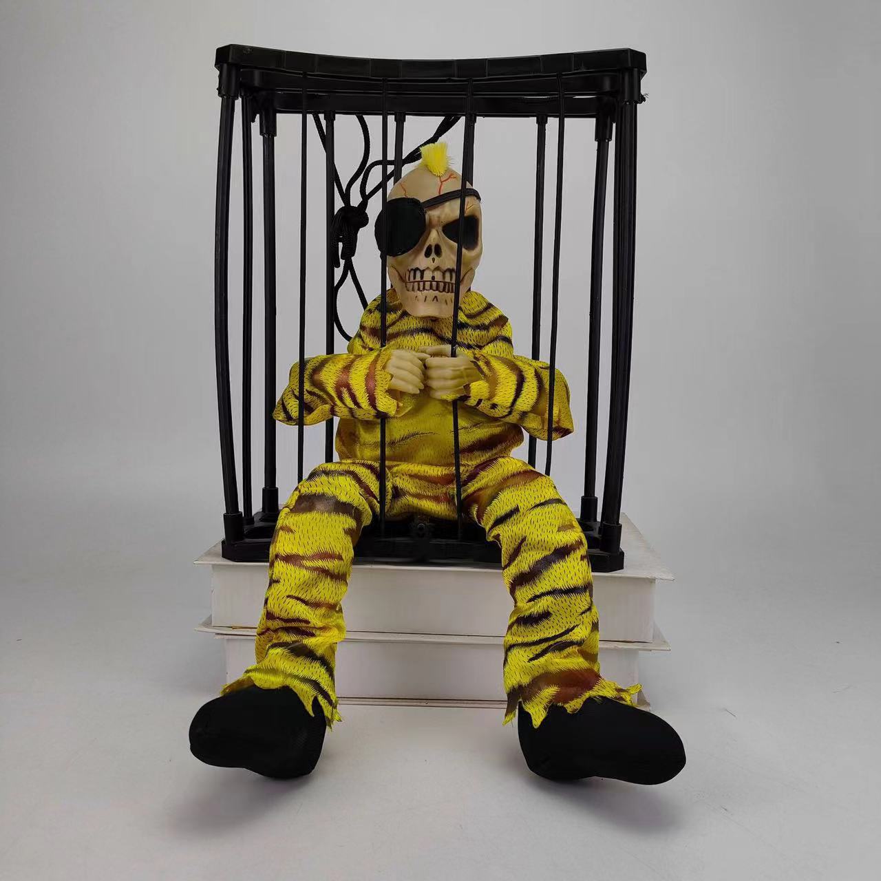 Picture of Halloween bewitched the whole person toy Cage Ghost Cage Ghost Luminous Ghost called Voice Control hanging ghost Halloween day decoration Road