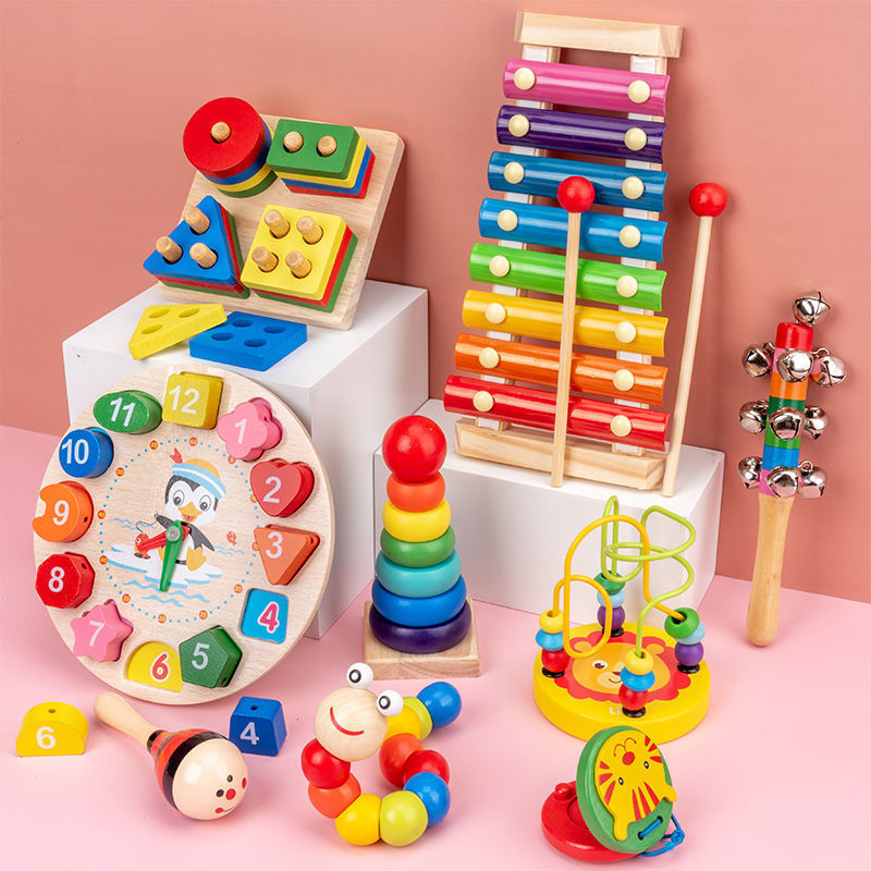 Picture of Percussion Musical Instruments Infants 0-1-2 Years Old Music Enlightenment Wooden Eight-tone Accordion Educational Music Toys