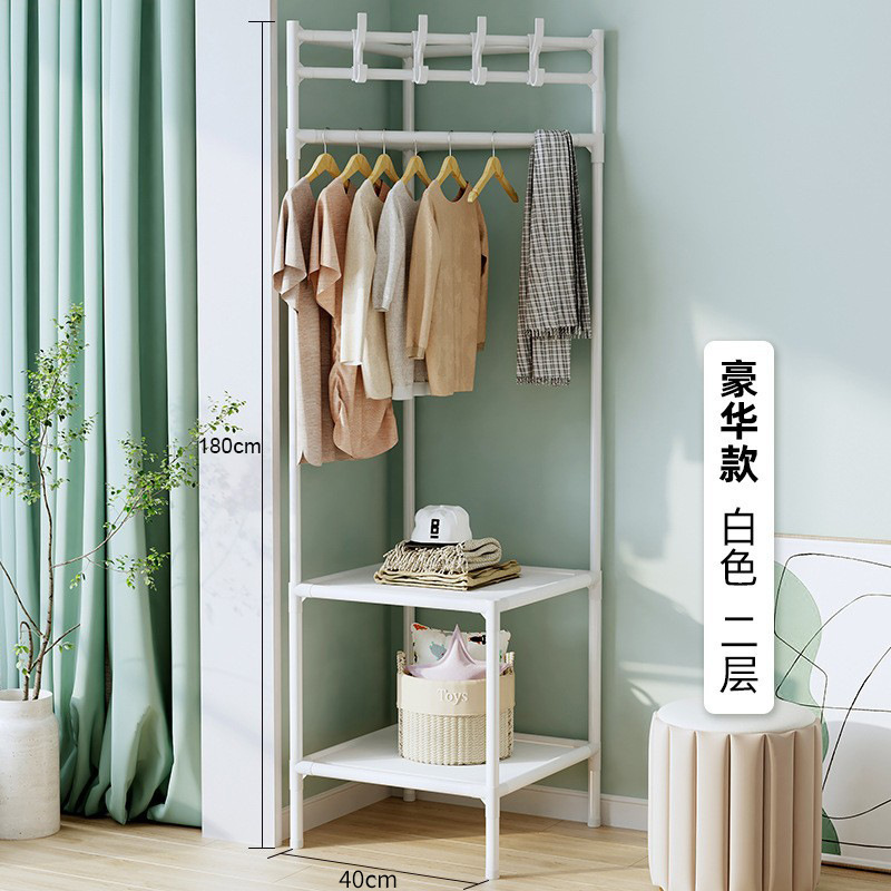 Picture of Corner Coat Rack Floor Hanger Multi-functional Bedroom Modern Simple Metal Storage Rack Household Hanger