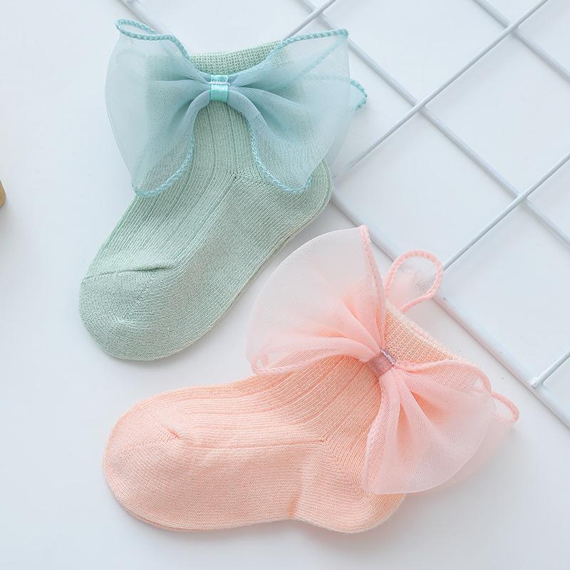 Picture of Baby Princess Socks Korean Fashion Girl Socks Children's Lace Socks Lace Bow Baby Cotton Socks Full Moon Photo