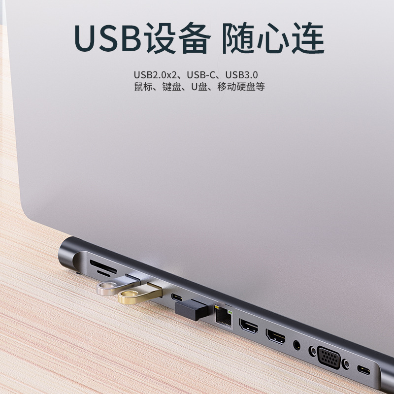 Picture of Cross-border factory direct in stock 12-in-one docking station typec same-screen multi-screen different display MST docking station