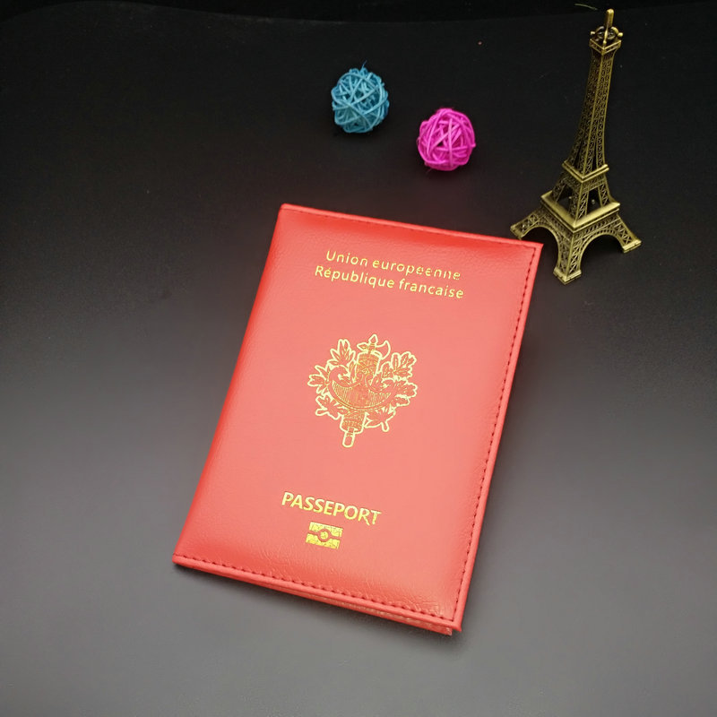 Picture of French Passbook Holder PU Material Open Double Folding ID Holder Passbook Holder Multiple Colors