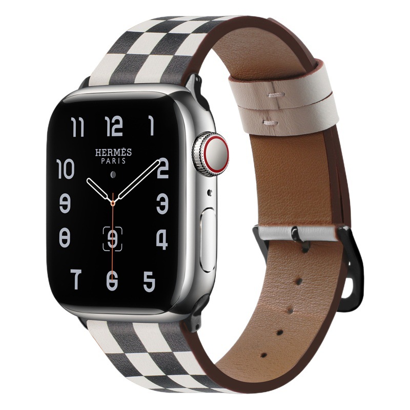 For Apple Watch Strap Contrast appleiwatchs109846mm Chessboard Plaid Leather Strap Wholesale