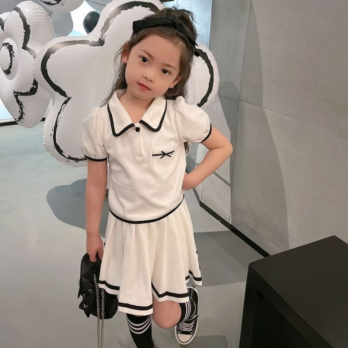 Picture of Children's Casual Suit 2025 Summer New Fashion Girls Sportswear Short-Sleeved Skirt Two-Piece Set Thin Trendy