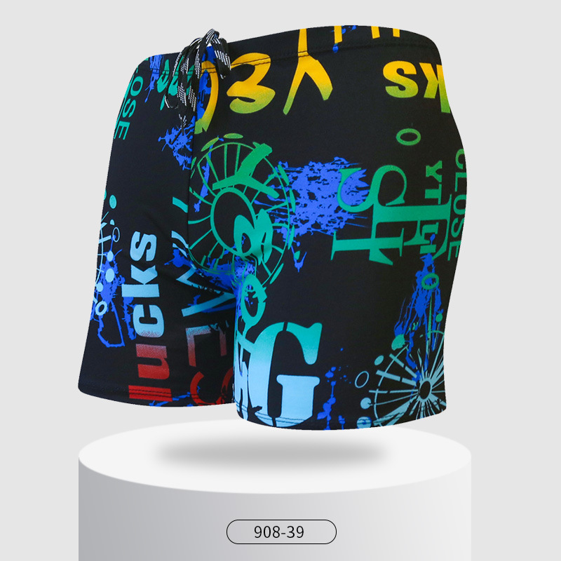 Picture of Explosions swimming trunks adult men's plus size anti-embarrassment boxer men's printing beach hot spring swimming trunks factory wholesale
