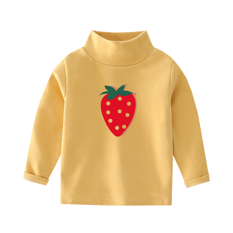 Picture of 2023 new autumn and winter dopamine girls' inner half turtleneck warm long-sleeved shirt children's velvet bottoming shirt