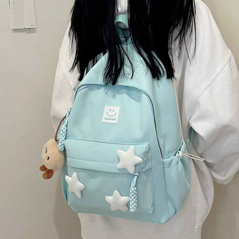 Picture of Small Fresh Stars Artistic Canvas Student Schoolbag 2024 Spring and Summer New Large Capacity Backpack for Junior and Senior High School Students