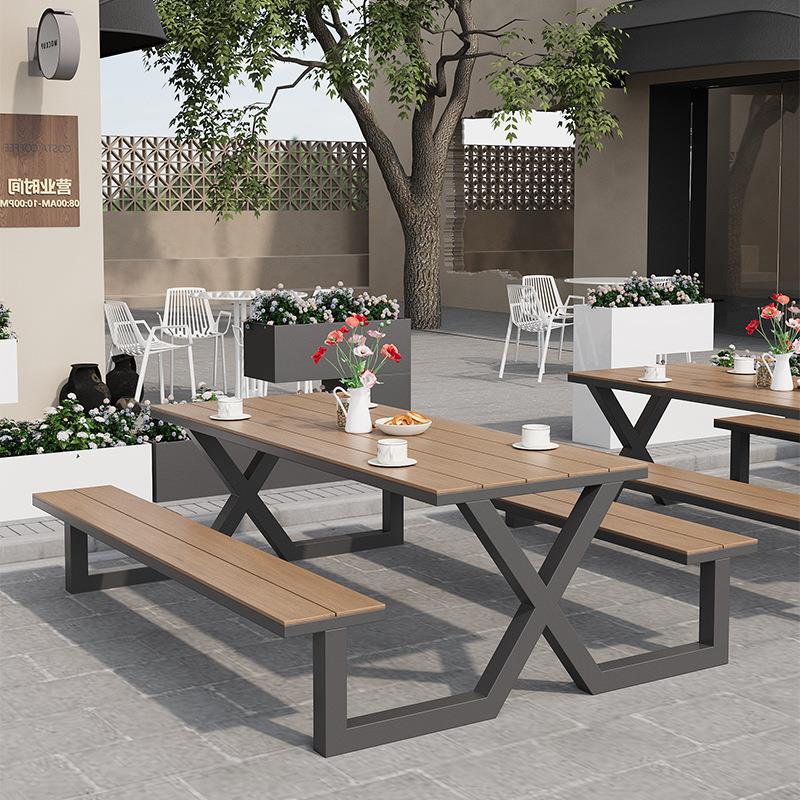 Outdoor conjoined park table and chair combination garden courtyard seat scenic spot outdoor bench square outdoor table and chair