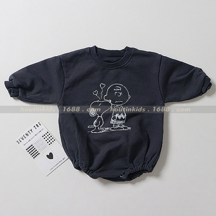 Picture of Children's Autumn and Winter Korean Style Kidsren's Clothing New Male and Female Baby Korean Style Cartoon Pure Cotton Terry Sweatshirt Casual Triangle Crawl Suit
