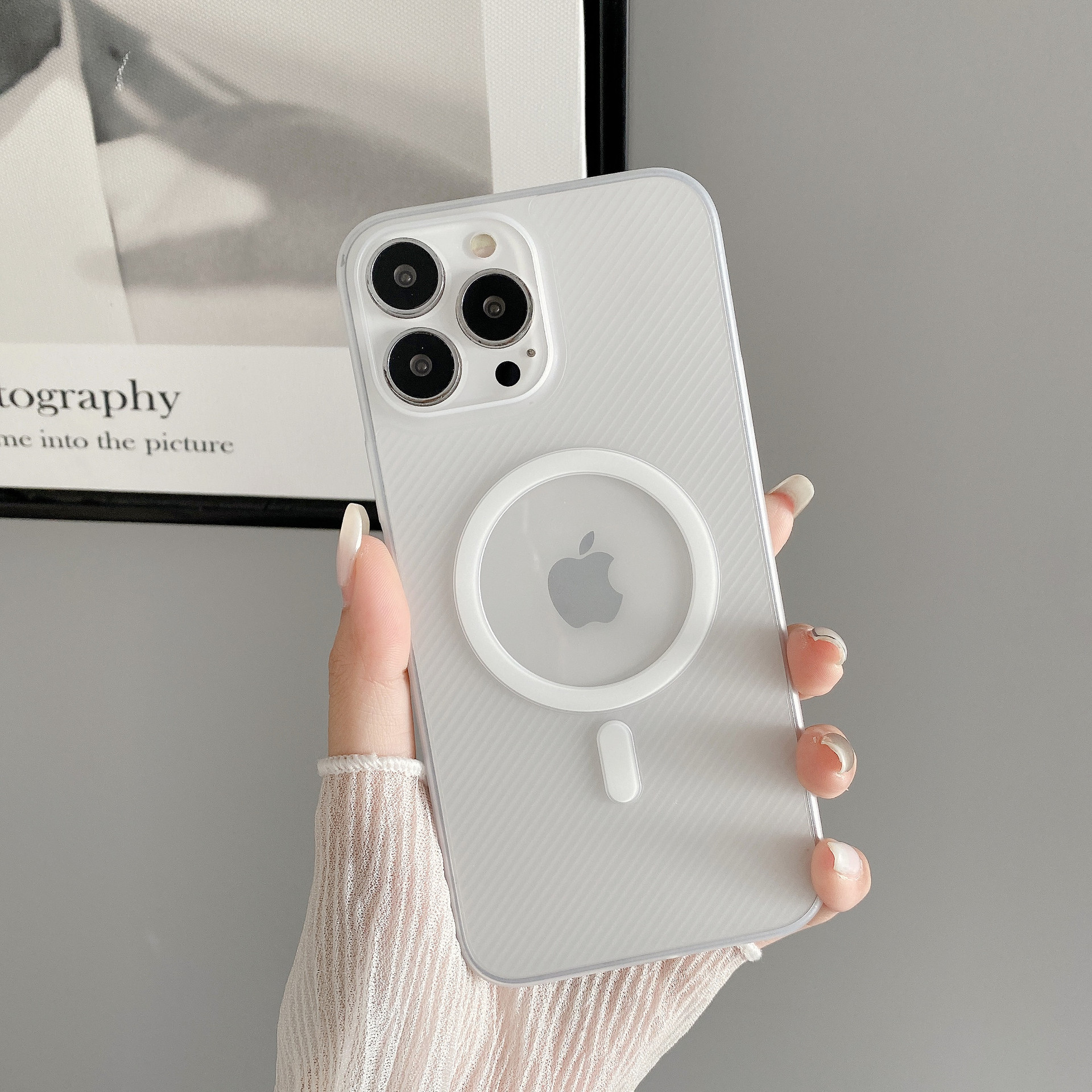 Picture of For Apple 16 Magnetic Attracted Frosted Phone Case iphone15 Simple Protective Case 14promax Ultra-thin 13 Twill