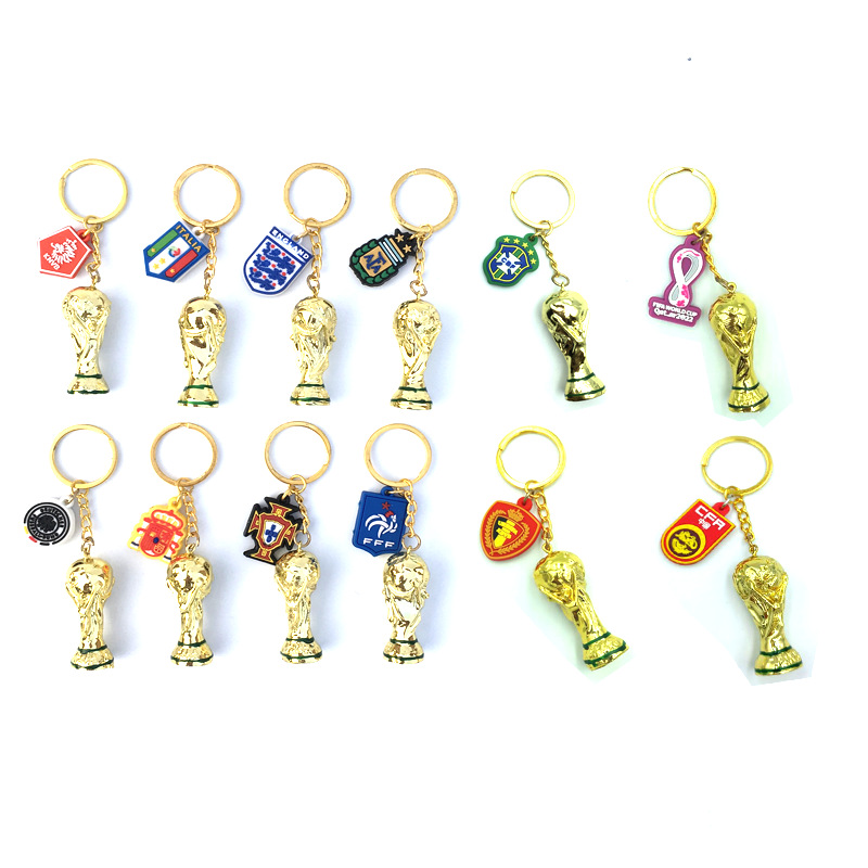 Picture of Brazil France Portugal Hercules Cup World Cup plus PVC team emblem football resin trophy fans keychain