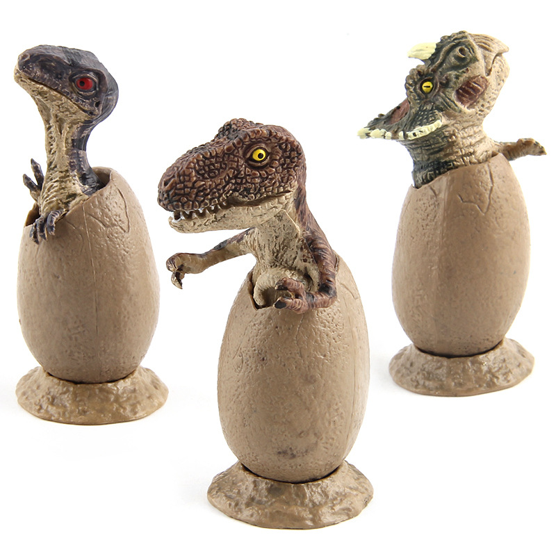 Foreign Trade Semi-Hatching Tyrannosaurus Triceratops Velociraptor Dinosaur Egg Combination with Base Model Ornament Factory Direct Sale