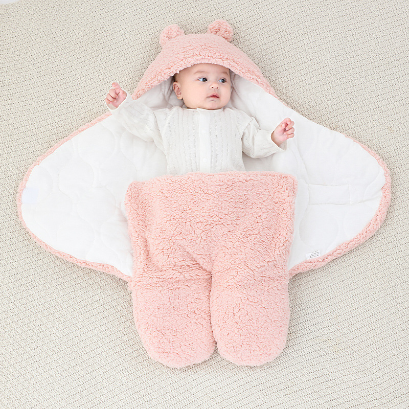 Picture of Baby Sleeping Bag Baby Going Out in Winter Swaddling Newborn Split Swaddling with Velvet Warm Cushion