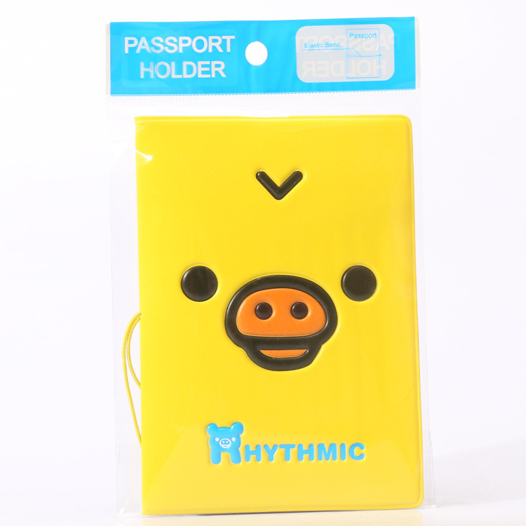 Picture of Rilakkuma Komatsu Bear Cartoon Chick Head Type 3D Stereo Passport Holder PVC Passport Holder Card Holder