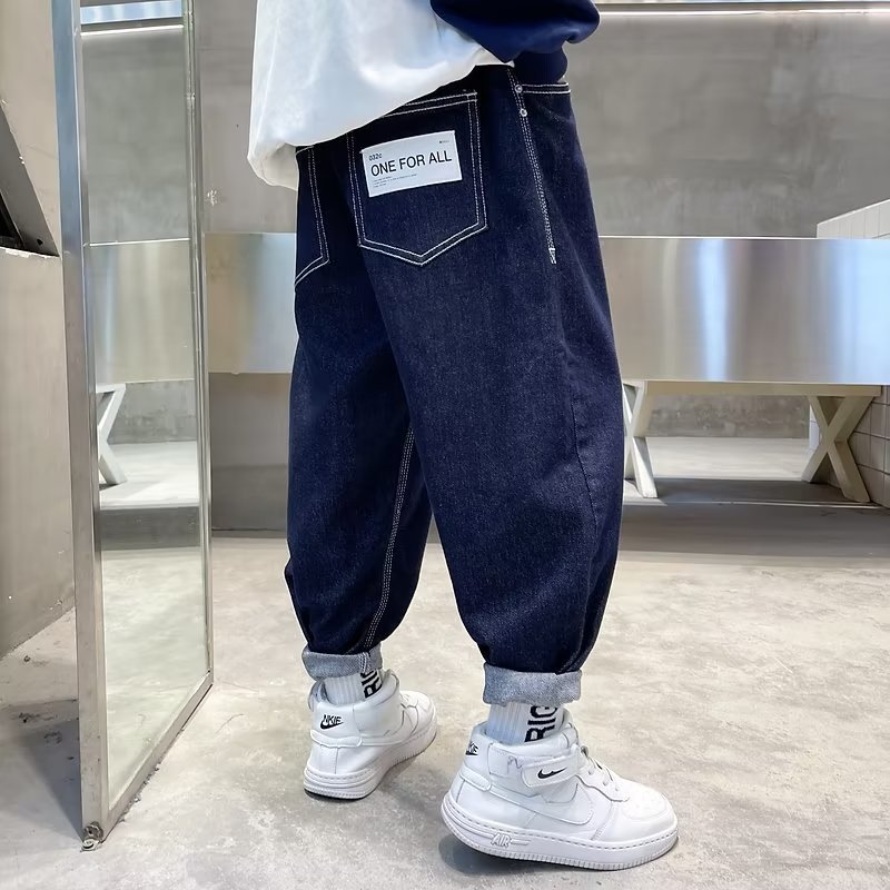 Boys Jeans Spring 2024 New Trendy Cool Handsome Children's Wear Boys Spring Wear Children's Pants Spring Trousers