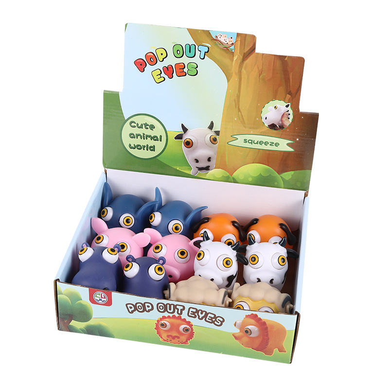 Picture of Cross-border cartoon factory direct decompression animal squeeze doll decompression pinch music stare eye vent toy
