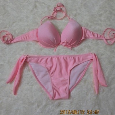 Picture of 2021 New Korean-style Swimwear Sexy Solid Color Bikini Two-piece Beach Swimwear Fluorescent Swimwear for Women