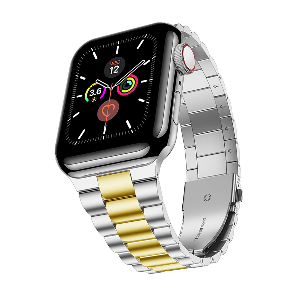 Picture of Suitable for Apple Watch S10 Stainless Steel Thin Metal Three-Bead Integrated Strap
