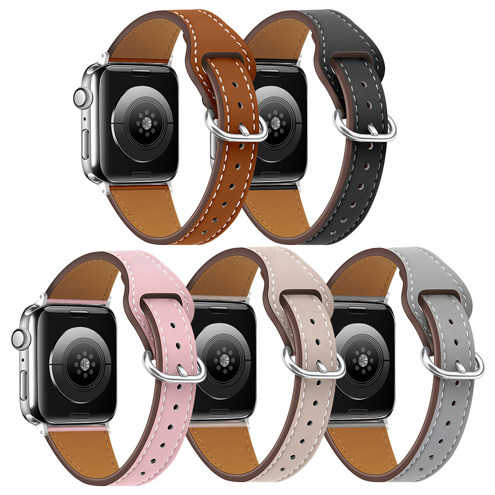 Apple Iwatch7 strap head layer leather small man waist strap for Apple strap leather cross-border new wholesale
