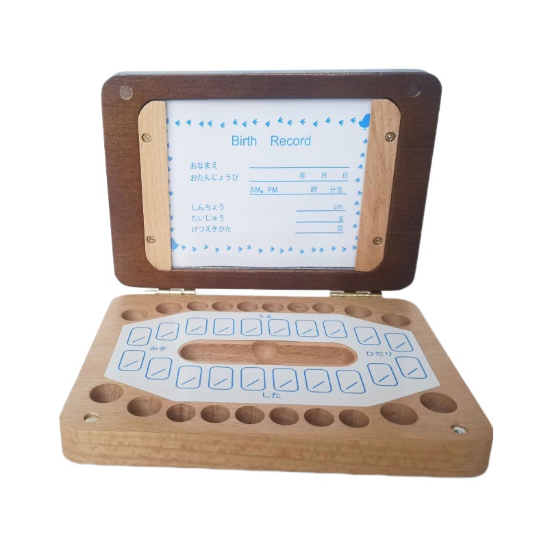 Picture of Wooden cross-border children's boys and girls English photo frame large baby teeth box baby fetal hair baby teeth storage box