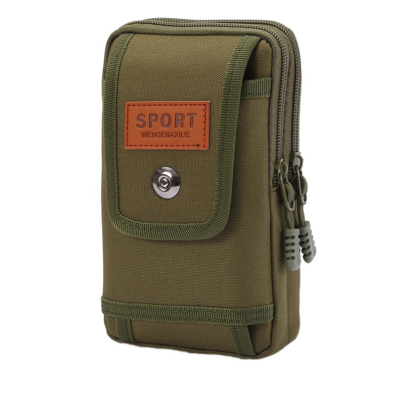 Creative Flip Canvas Waist Bag Men's Business Durable Multi-Layer Coin Purse Construction Site Work Portable Zipper Mobile Phone Bag