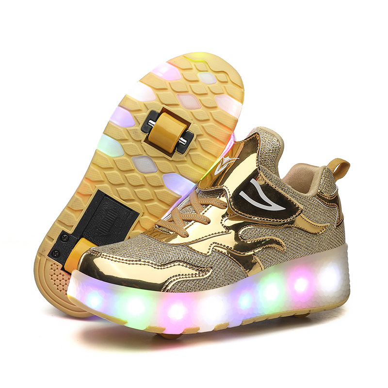 Picture of Cross-border foreign trade helos shoes LED ultra-light luminous charging pulley two-wheel light shoes for boys and girls ice skates invisible