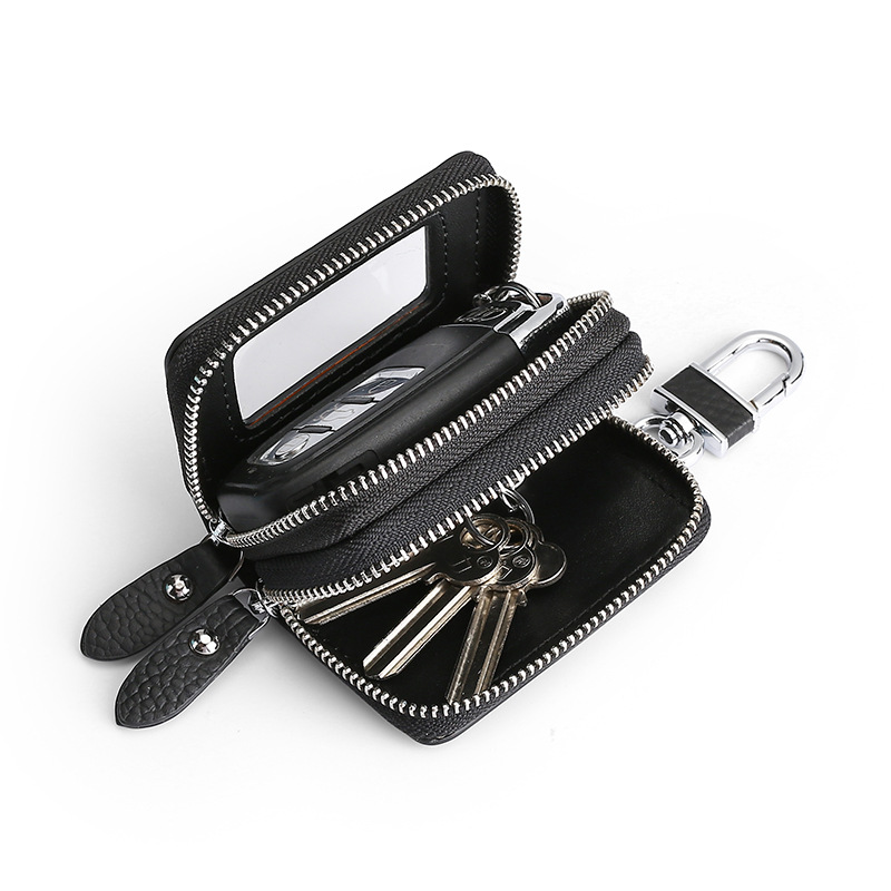 Picture of Genuine leather key bag men's double zipper car key set cross-border retro first layer cowhide key bag wholesale