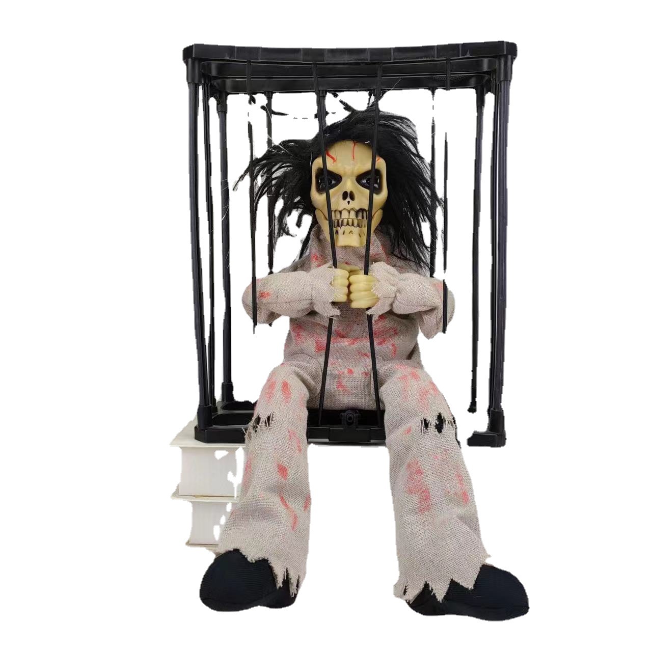 Picture of Halloween bewitched the whole person toy Cage Ghost Cage Ghost Luminous Ghost called Voice Control hanging ghost Halloween day decoration Road
