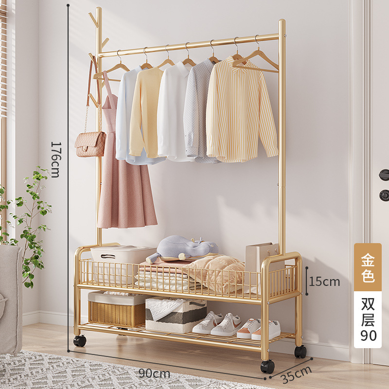Picture of Simple clothes hanger floor folding indoor balcony bedroom clothes hanger indoor coat rack bedside clothes hanging artifact