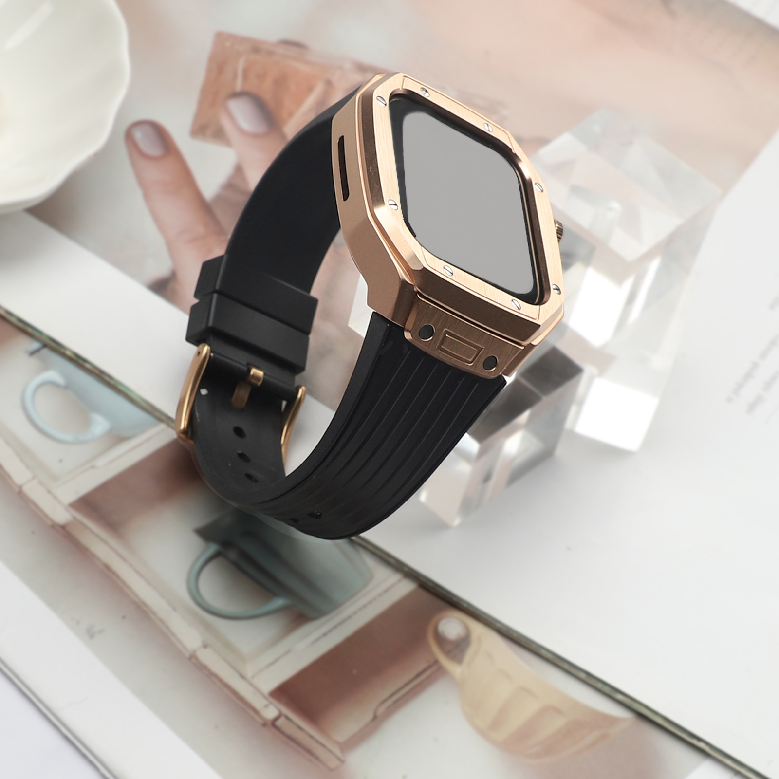 Picture of Suitable for AppleWatch4-9 watch strap TPU metal shell iwatch45mm Apple integrated strap 44mm