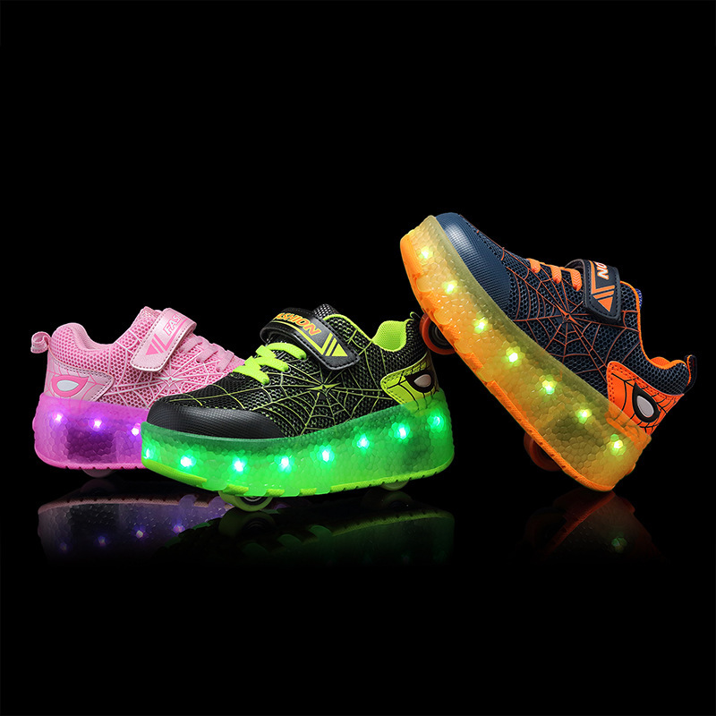 Picture of New USB rechargeable LED flashing lights heelloo shoes double wheels for boys and girls children shoes wholesale factory direct supply