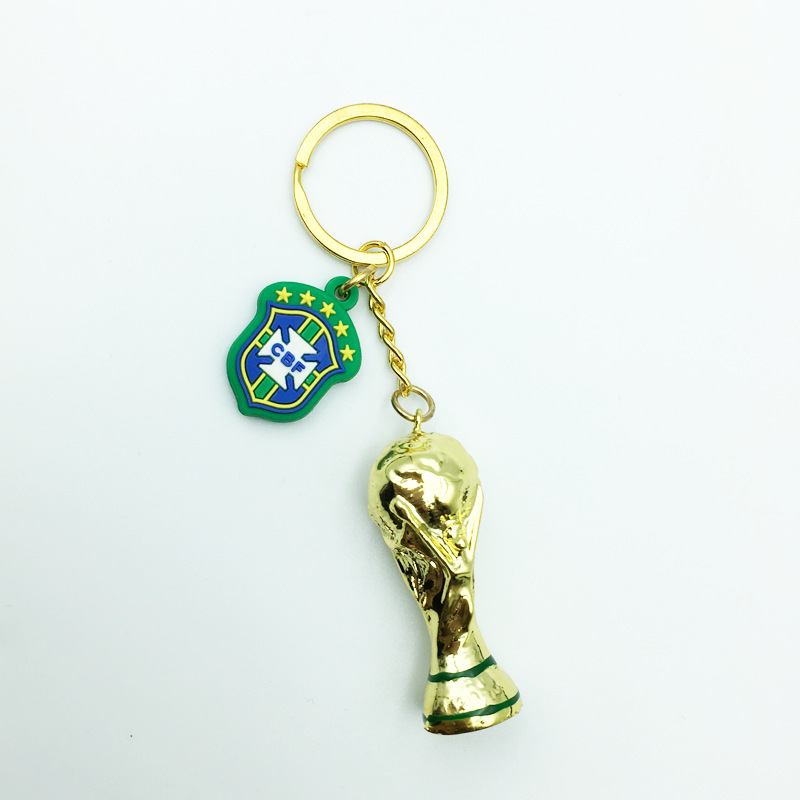 Picture of Brazil France Portugal Hercules Cup World Cup plus PVC team emblem football resin trophy fans keychain