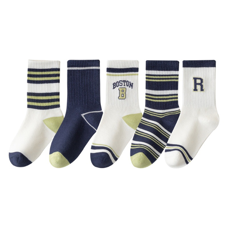 Children's Socks Autumn and Winter Korean Style Trendy Socks Spring and Autumn Breathable Mid-Tube Cotton Socks Boys and Girls Sports Socks Breathable Wholesale