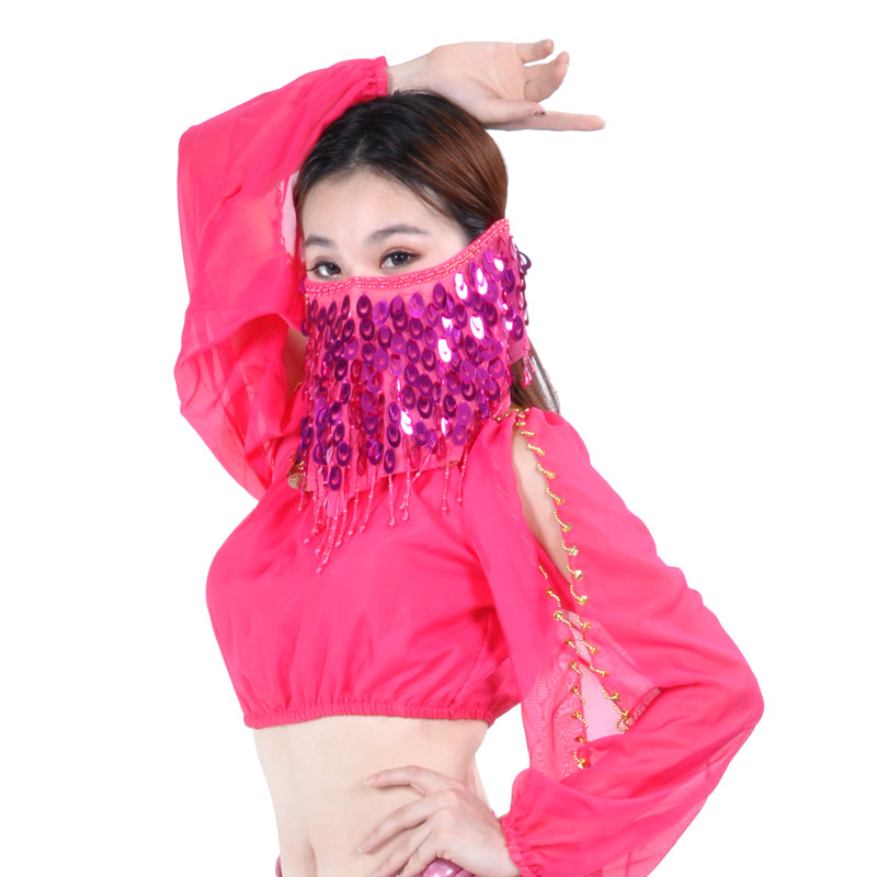 Picture of Belly Dance Veil Sequins Indian Dance Costume Accessories Belly Dance Performance Props Multicolor Female Phoenix Tail Veil