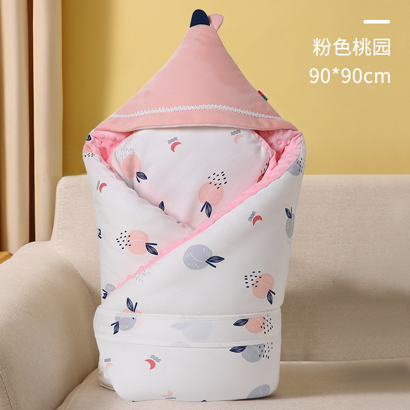 Picture of Factory direct sale baby hugging quilt autumn and winter thickened peas velvet newborn anti-startle swaddling bag anti-startle