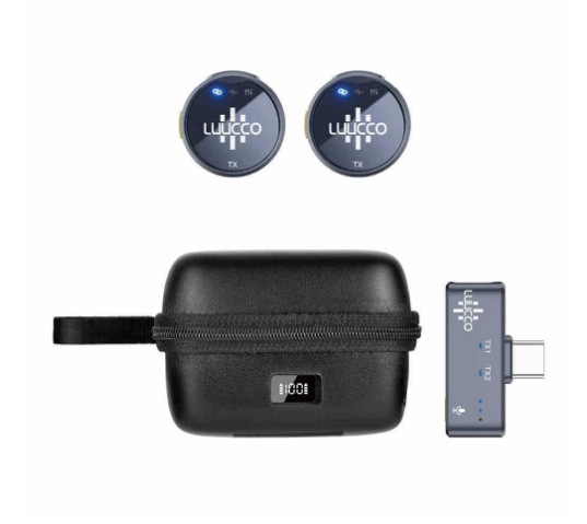 Picture of LUUCCO wireless live broadcast microphone AirWave mini noise reduction radio recording mobile phone camera collar clip