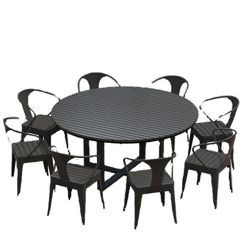 Picture of Waterproof and Sunscreen Outdoor Round Dining Table Simple Outdoor Courtyard Casual Table and Chair Combination Household Open-air Barbecue Table