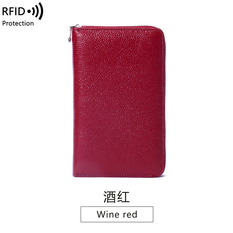 Picture of Wallet leather new RFID litchi pattern long Passbook bag multi-functional ID bag large capacity clutch