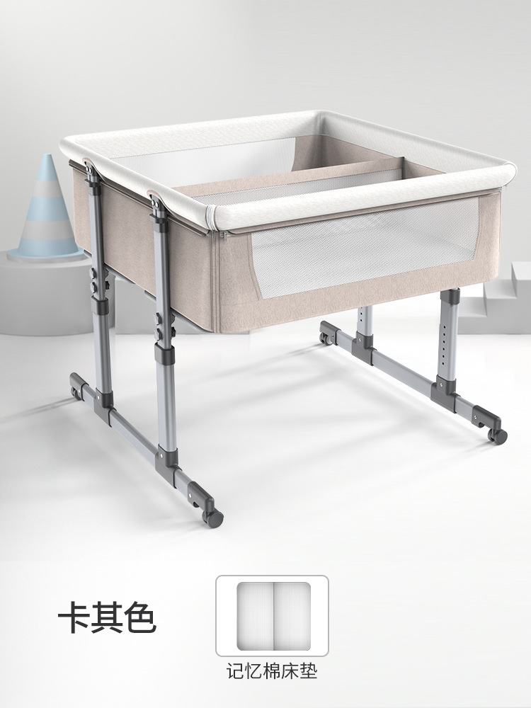 Picture of Twins Portable Movable Crib Foldable Height Adjustable Splicing Big Bed Baby Cradle Bed BB Bed