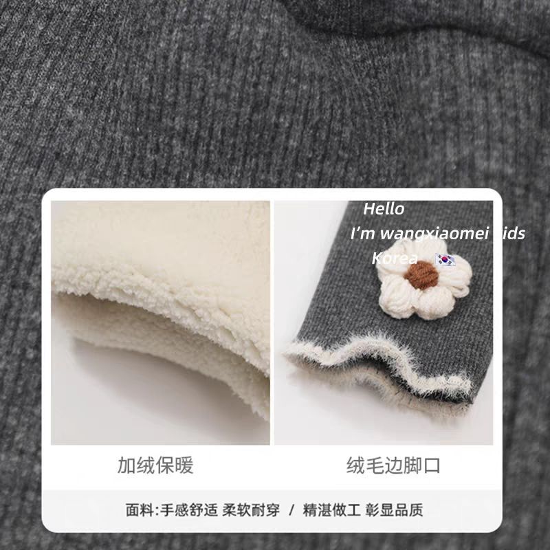 Picture of De velvet girls' leggings autumn and winter New fleece-lined/non-fleece Western style baby girl all-match one-piece velvet pants fashion