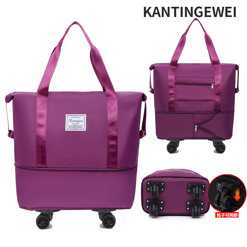 Picture of Large Capacity travel bag double-layer extended universal detachable wheel short trip cover trolley Oxford fitness anti-bag