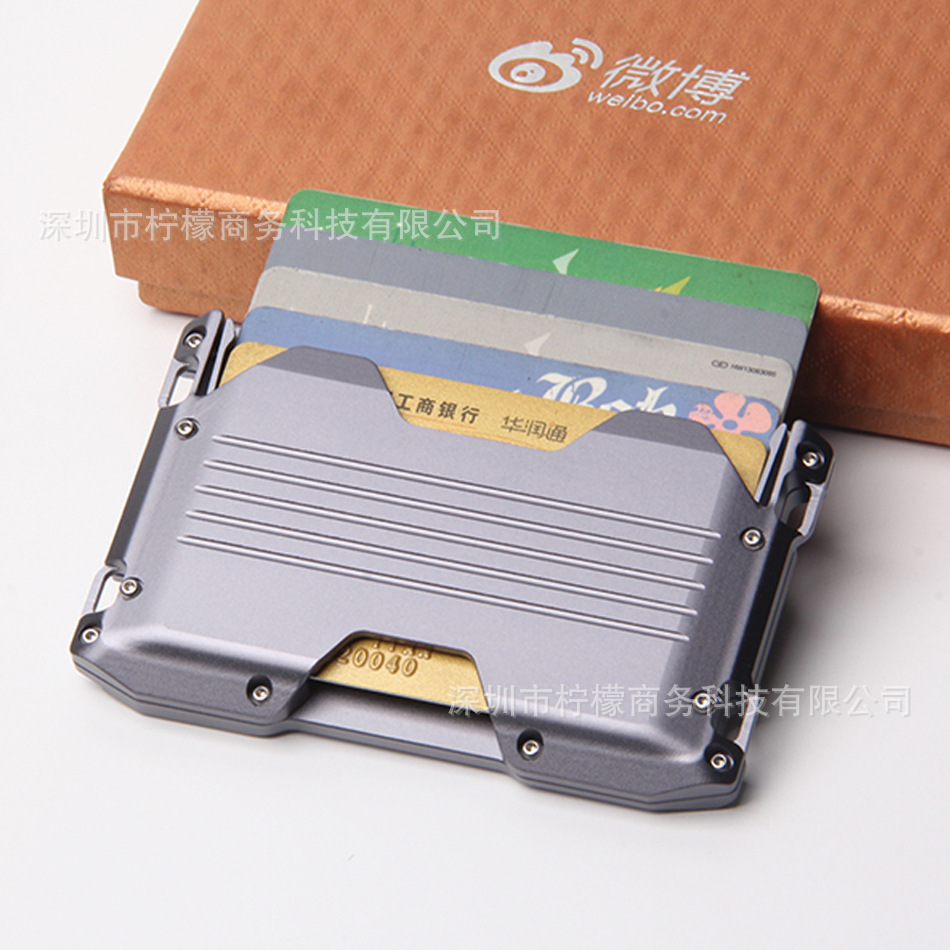 Picture of Factory direct cross-border new EDC card case anti-theft brush metal card case card set men's RFID wallet coin key