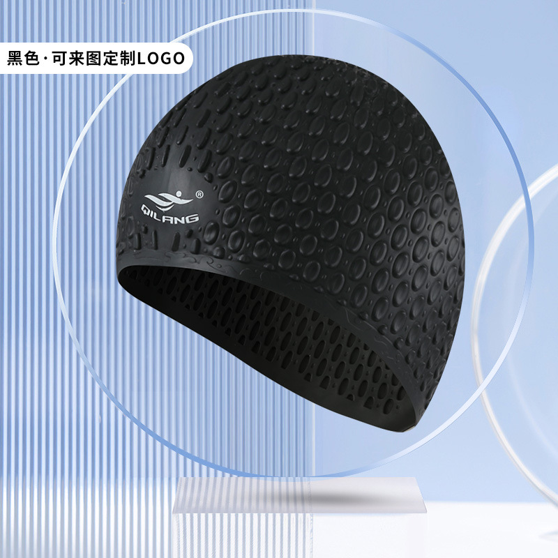 Picture of Vernon adult swimming cap silicone waterproof men's and women's water drop cap custom logo high elastic long hair ear protection large swimming cap