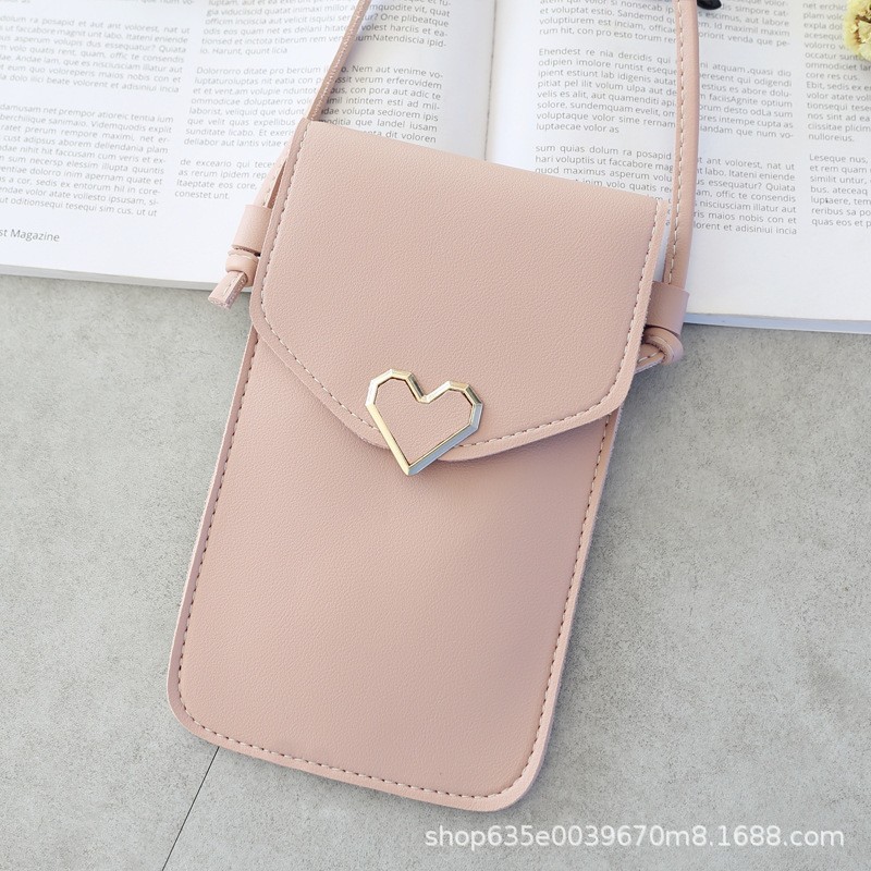 Picture of New Style Simple Mini Crossbody Women's Bag Love Waterproof Buckle Coin Purse Transparent PVC Touch Screen Mobile Phone Bag