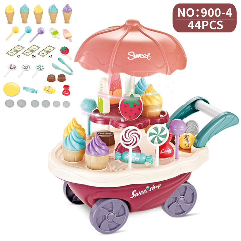 Picture of Children's Play Home Ice Cream Car Toy Girl 3-6 Years Old Simulation Cart Candy Car Birthday Gift Set
