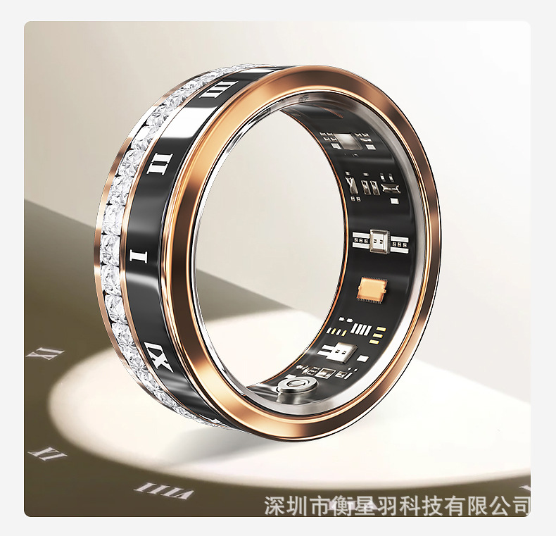 Picture of V2 diamond smart ring titanium steel ring men's and women's personalized wedding ring jewelry bluetooth waterproof step sleep heart rate