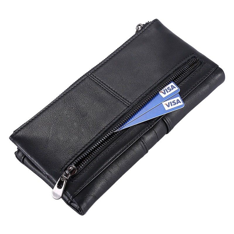 Factory Wholesale Genuine Leather Long Wallet Multi-function Card Holder Vintage Snaps Wallet Amazon Hot Selling Men's Handbags