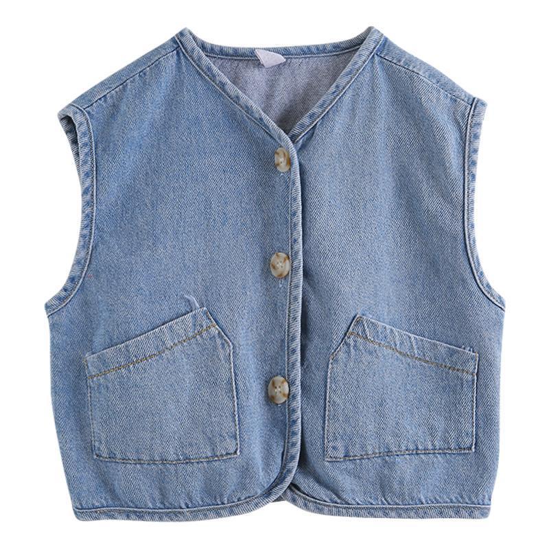 Picture of Children's Denim Vest 2023 New Autumn Fashion Women's Treasure Foreign Style Outer Wear Vest Boy's Handsome Waistcoat