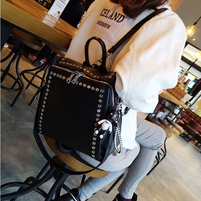 Picture of Bag Women's 2025 New Korean Fashion Backpack Women's Personalized Rivet Women's Multi-functional Casual Travel Backpack