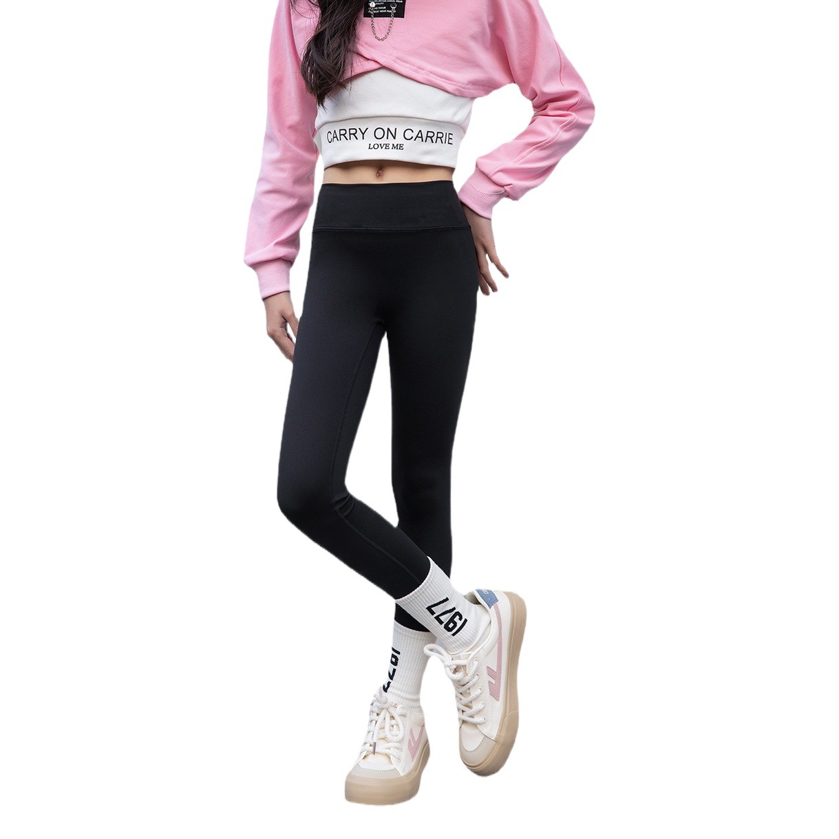 Girls' Seamless Shark Trousers Barbie Leggings Seamless Leggings Trendy New Style Mid-Big Kids Outer Wear Long Pants